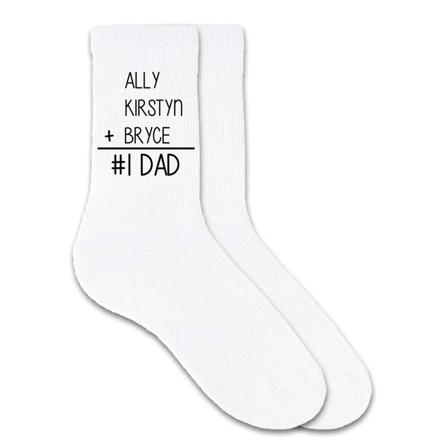 #1 Dad Math Equation Custom Socks with Children's Names