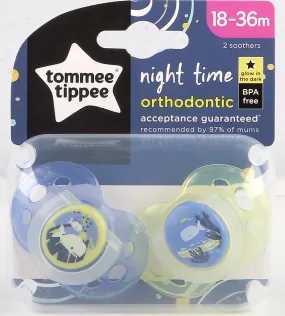 18-36M Soother Night Time 2-PK Tommee Tippee 433400