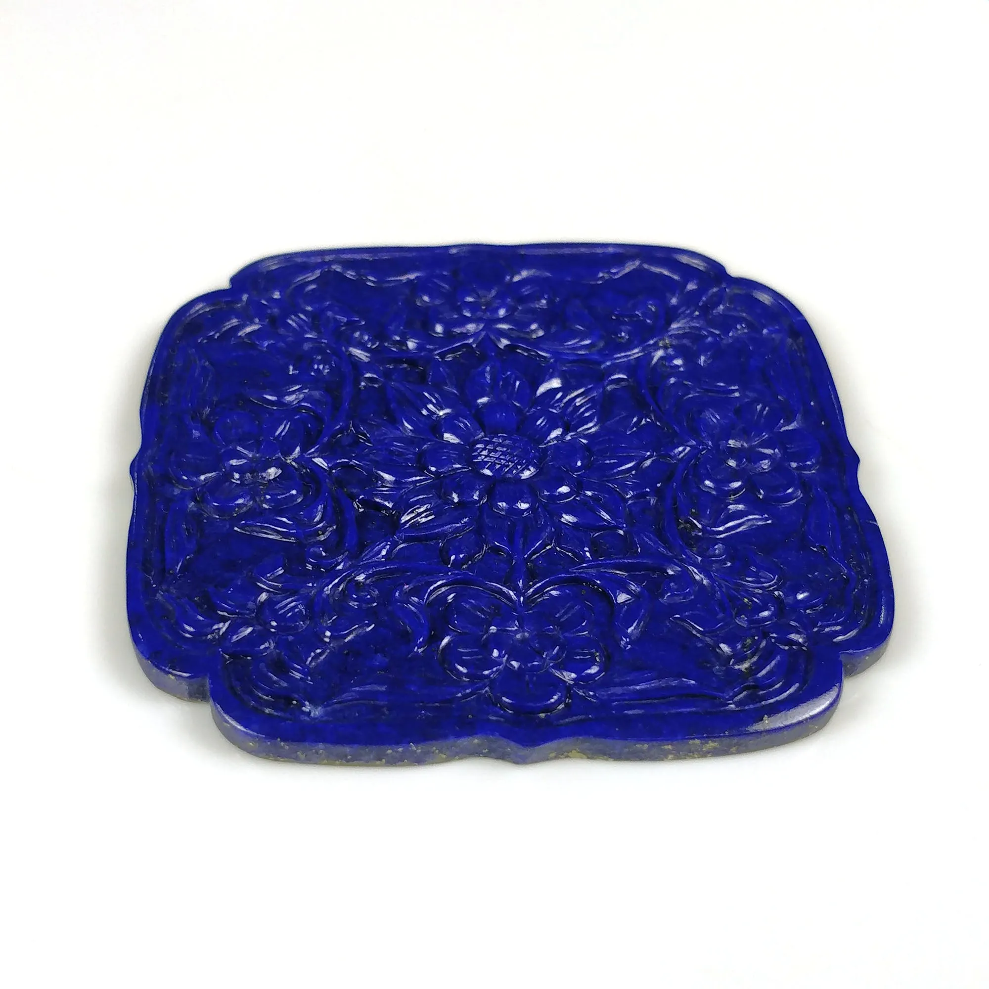 186.00cts Natural Untreated Blue LAPIS LAZULI Gemstone Hand Carved Square Shape 64mm 1pc for Pendant