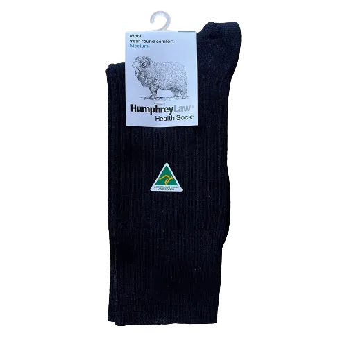 95% Pure Wool Health Socks - Size Large - Navy | Charcoal |  Antelope | Black [See order instructions in description below]