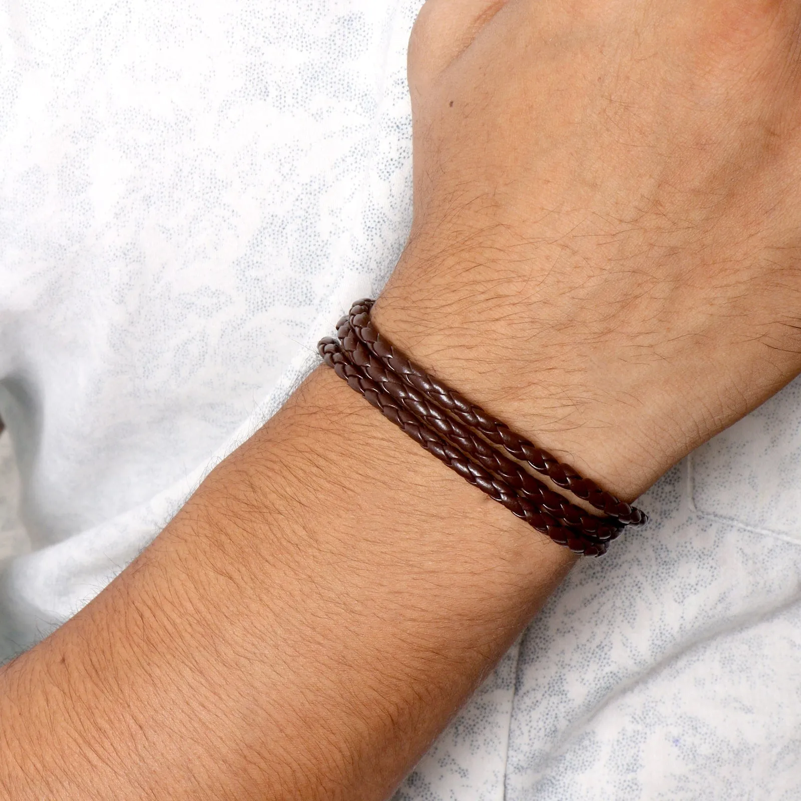 Aaron Braided Wrap Around Brown Men's Bracelet