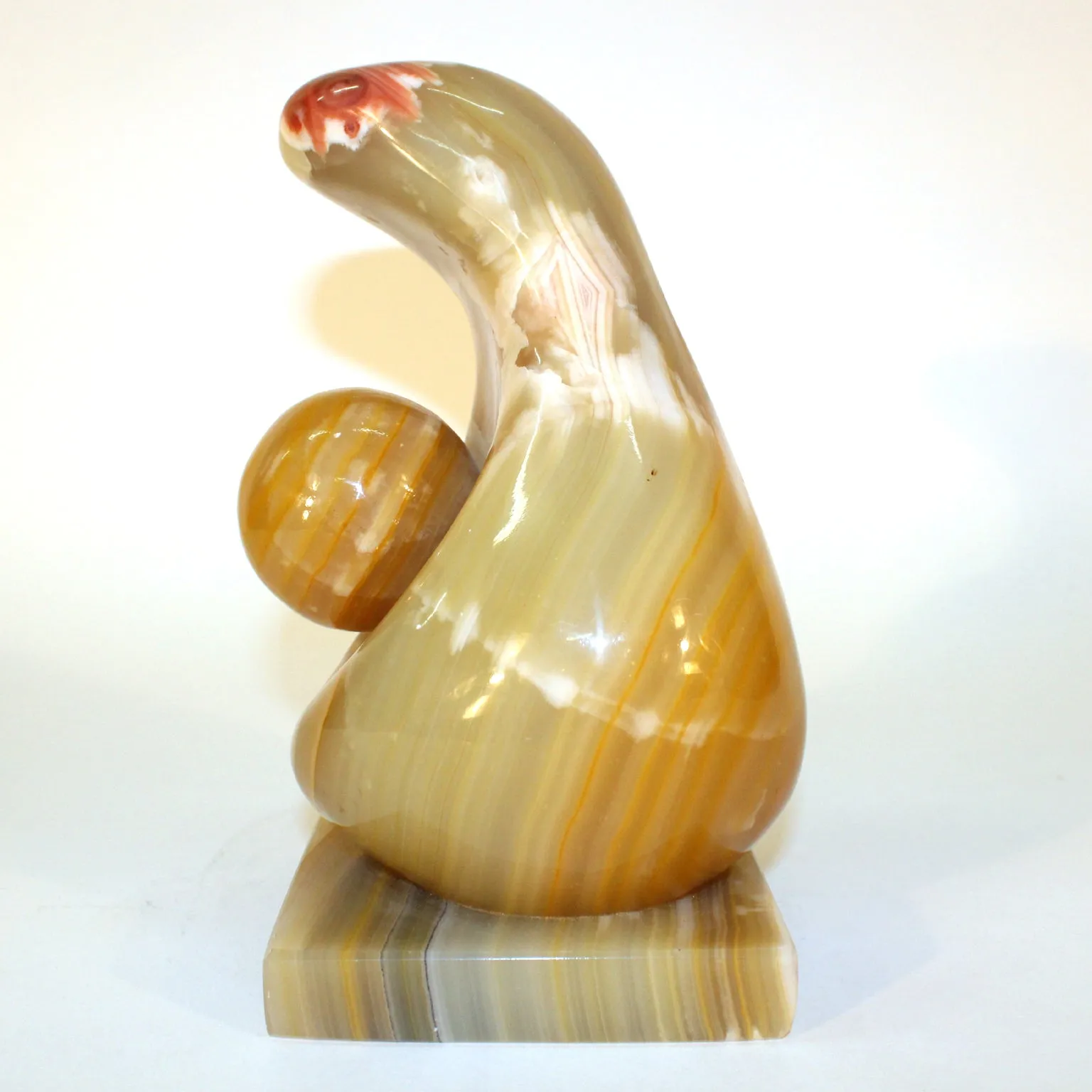 Abstract Onyx Sculpture of Mother and Child