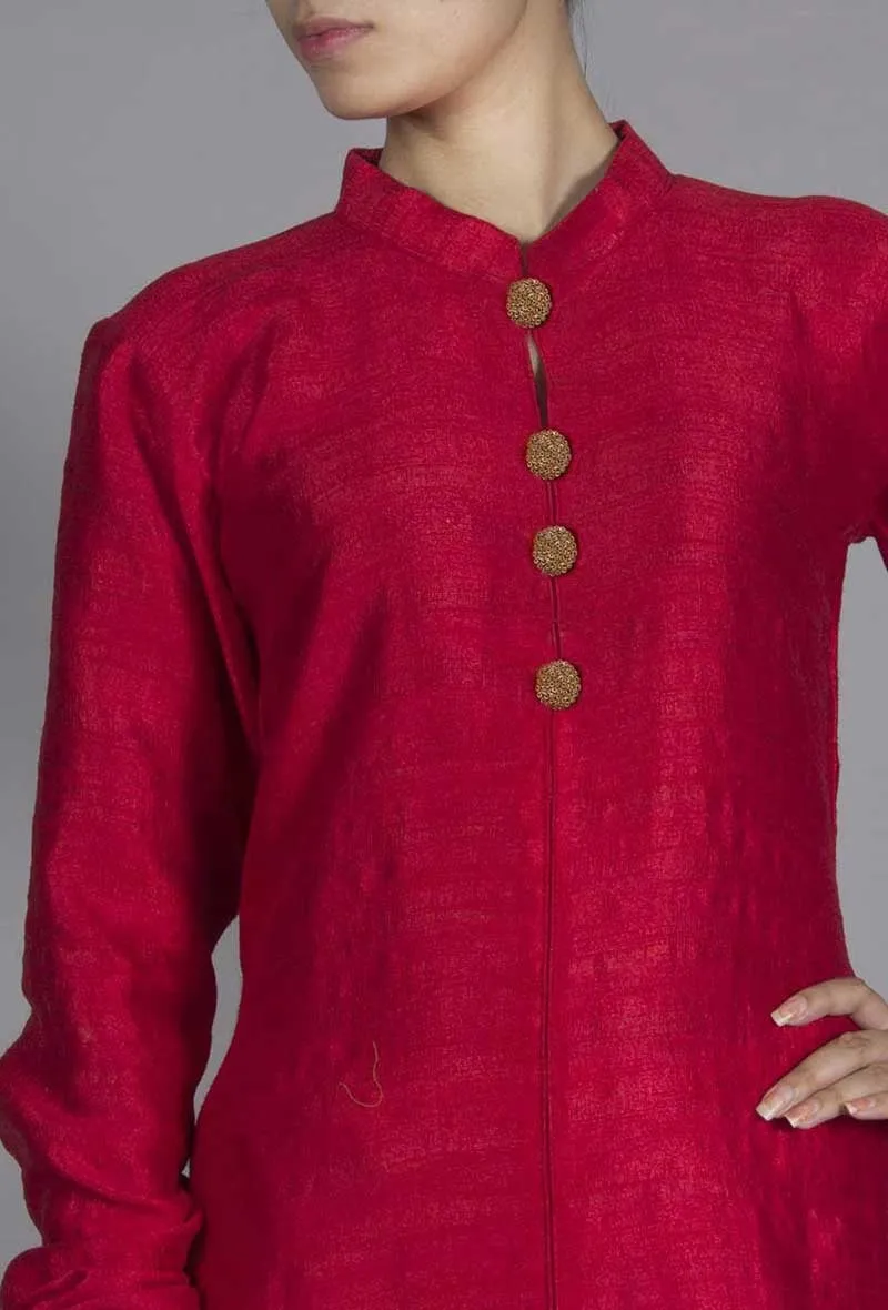 Achkan Kurta with Churidar Sleeves & golden buttons