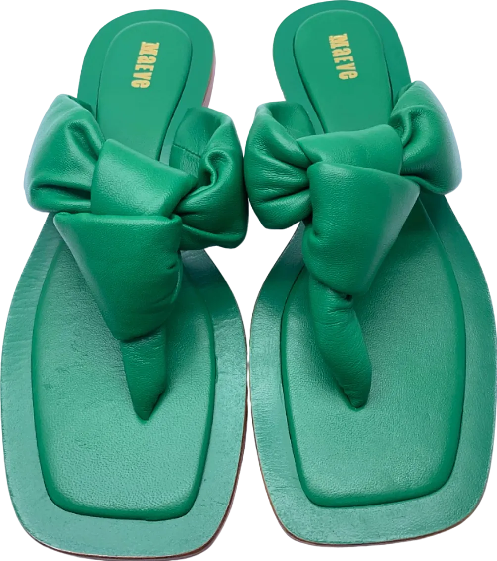 Anthropologie Maeve Green Knotted Toe-Ring Sandals UK 6