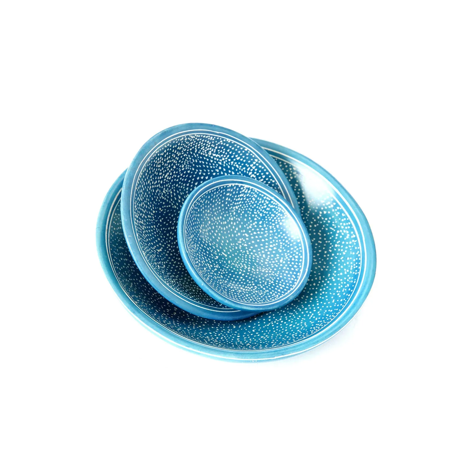 Azure Celestial Decorative Soapstone Bowl Set