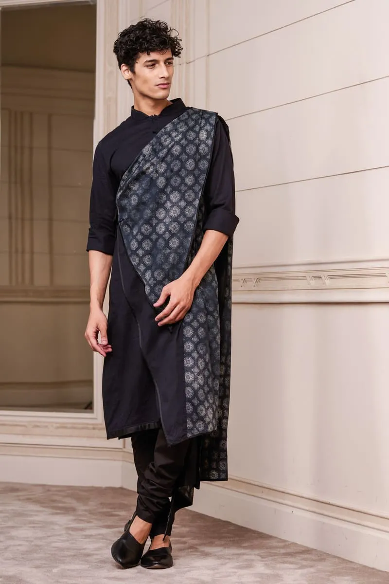 Black Draped Kurta Set