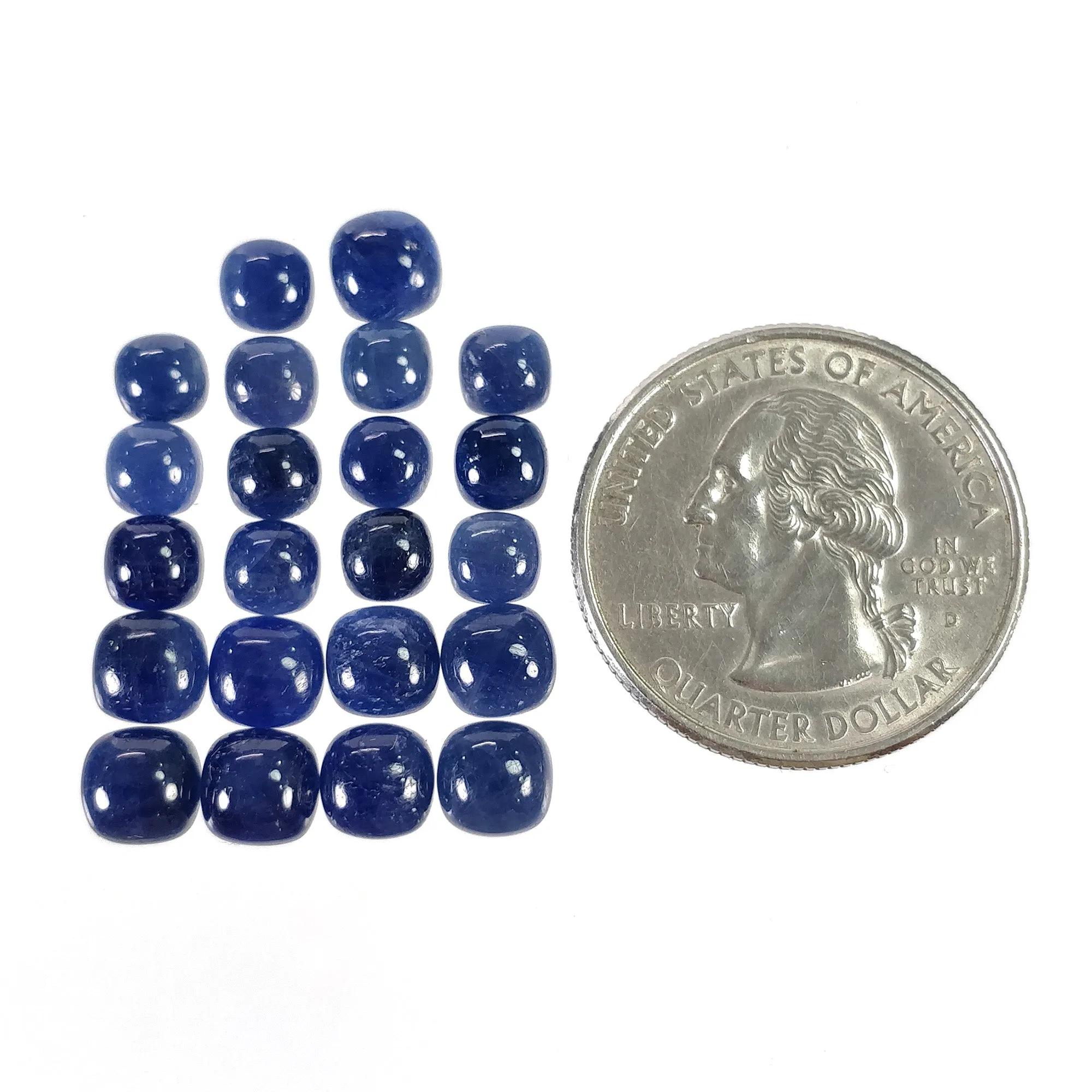 BLUE SAPPHIRE Gemstone Cabochon : 25.00cts Natural Untreated Sapphire Cushion Shape 5mm - 6mm 22pcs