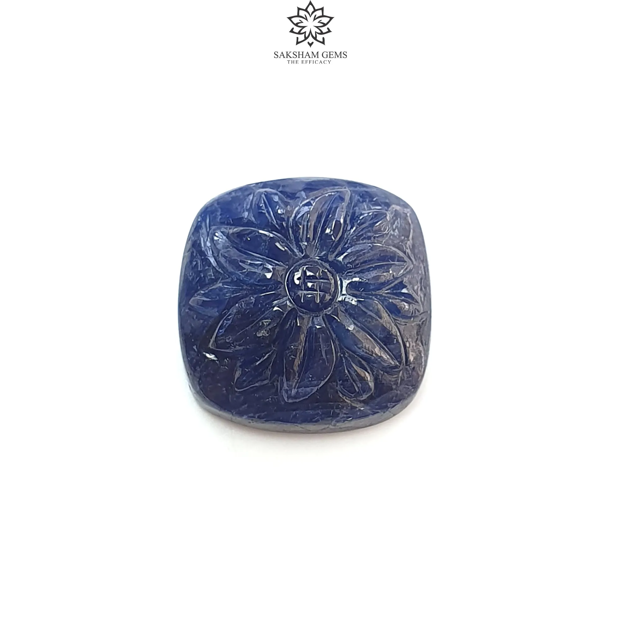 Blue Sapphire Gemstone Carving : 28.30cts Natural Untreated Unheated Sapphire Hand Carved Cushion Shape 18*20mm