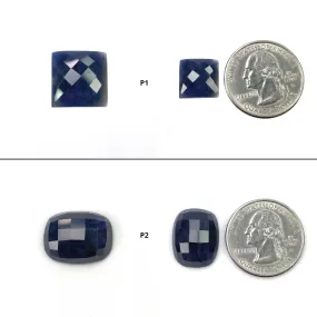 BLUE SAPPHIRE Gemstone Checker Cut : Natural Untreated Unheated Sapphire Square Cushion Shape