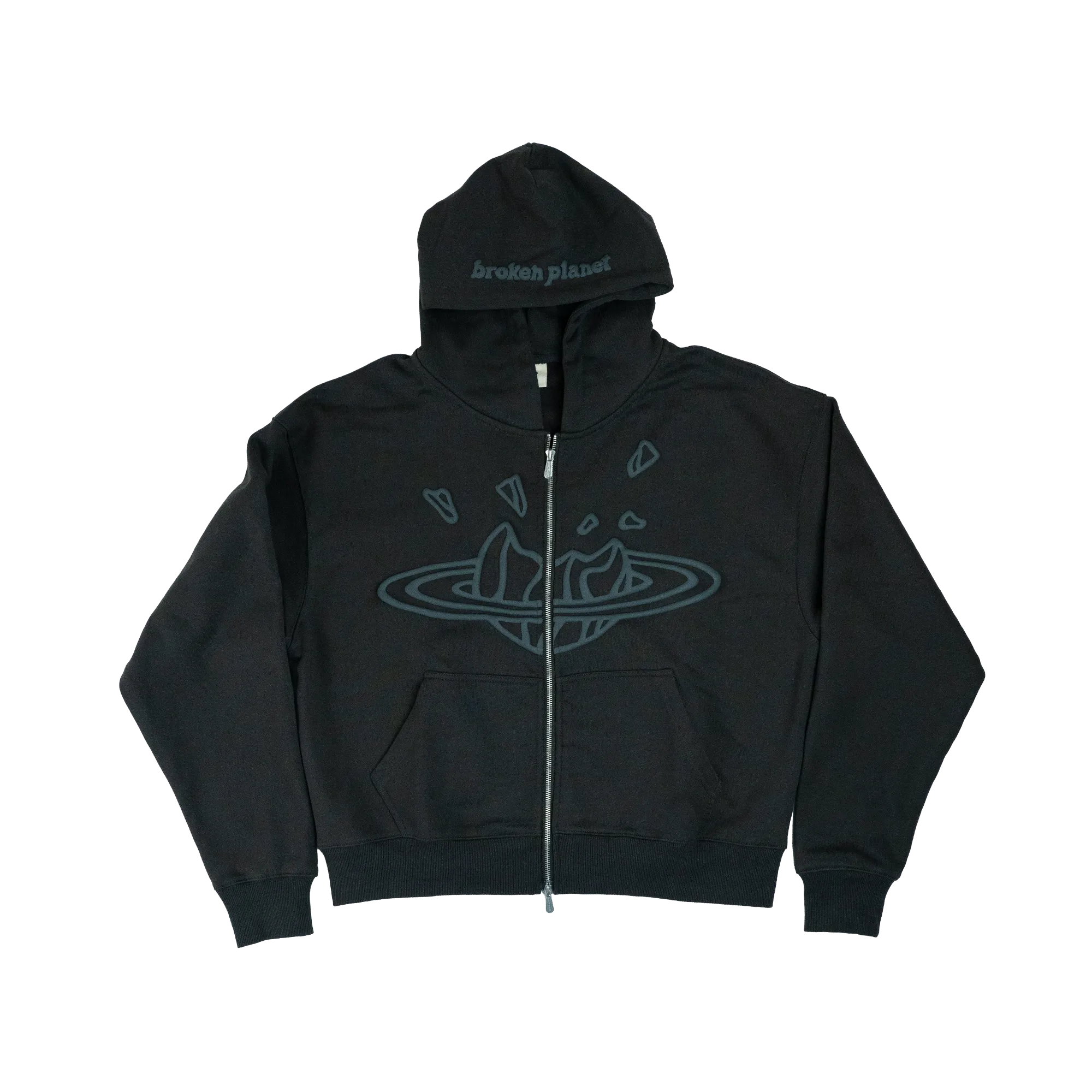 Broken Planet "Zip Up Hoodie Soot Black"