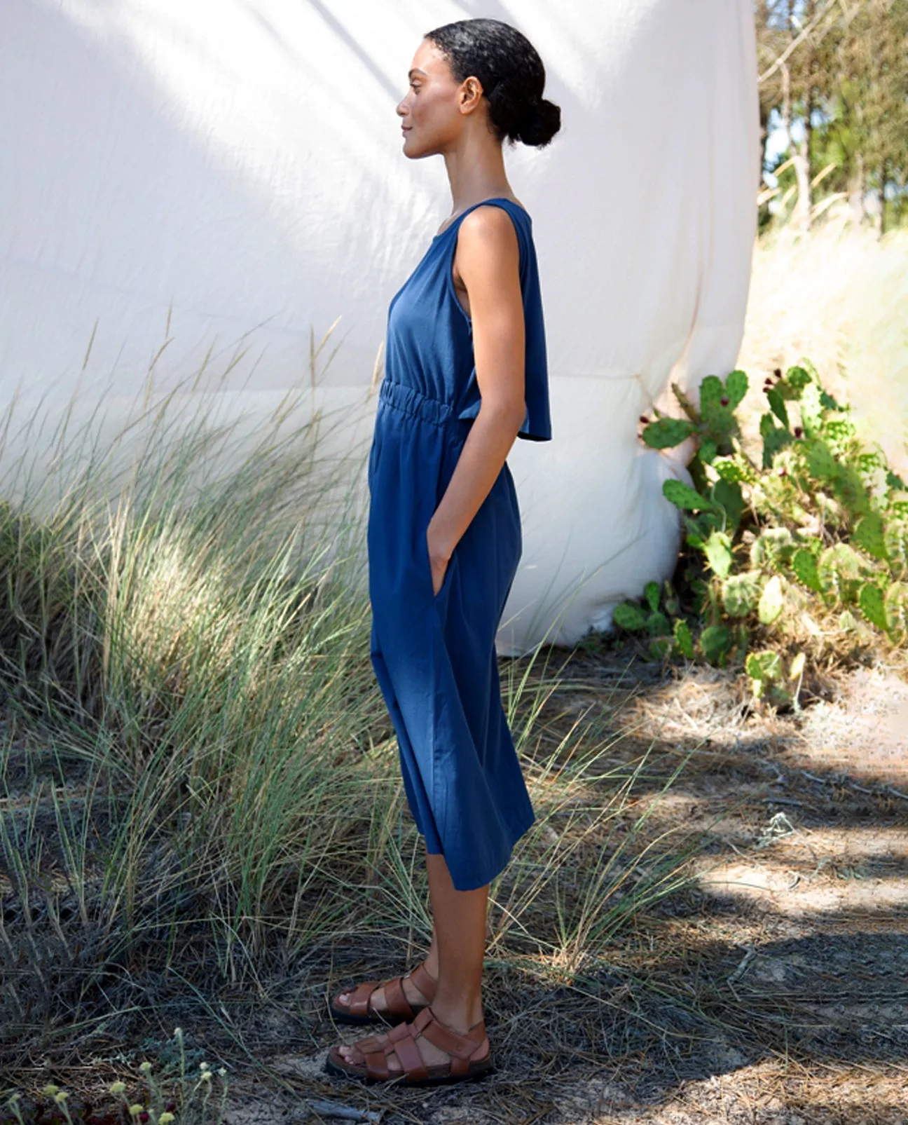 Cece Organic Cotton Dress In Indigo