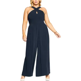 City Chic Womens Plus Harper Keyhole Halter Jumpsuit