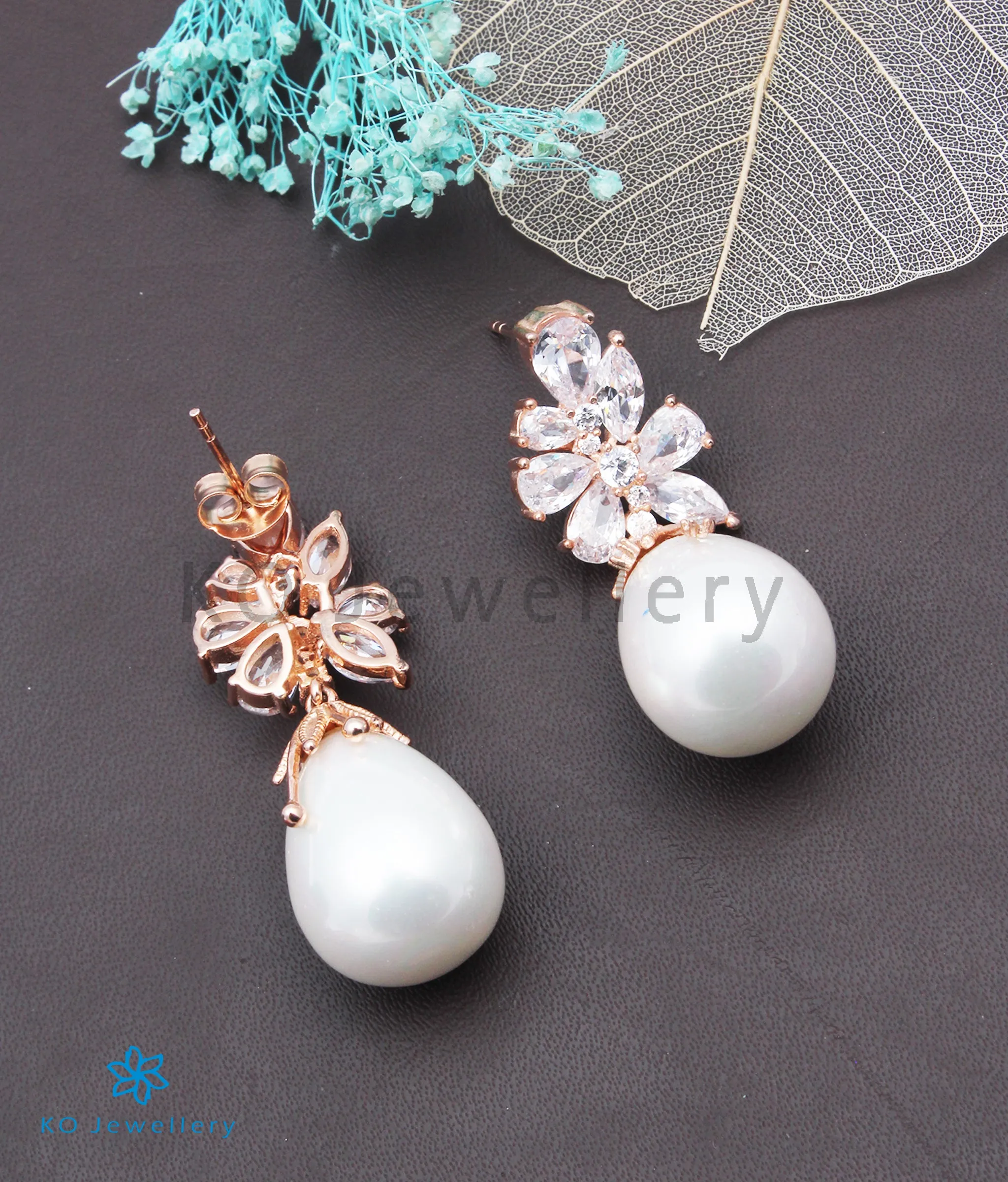 Copy of INdiranagar stock Silver Earrings - rose gold 4