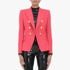 Coral Red Blazer Women - Casual - Plain-Solid