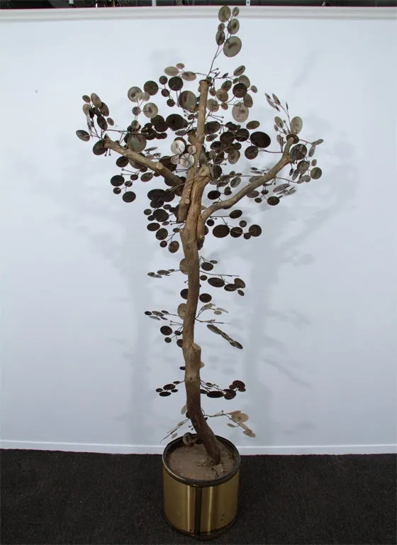 Curtis Jere Brutalist Tree Sculpture in Metal and Wood