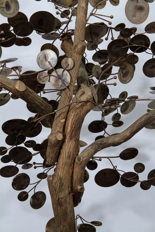 Curtis Jere Brutalist Tree Sculpture in Metal and Wood