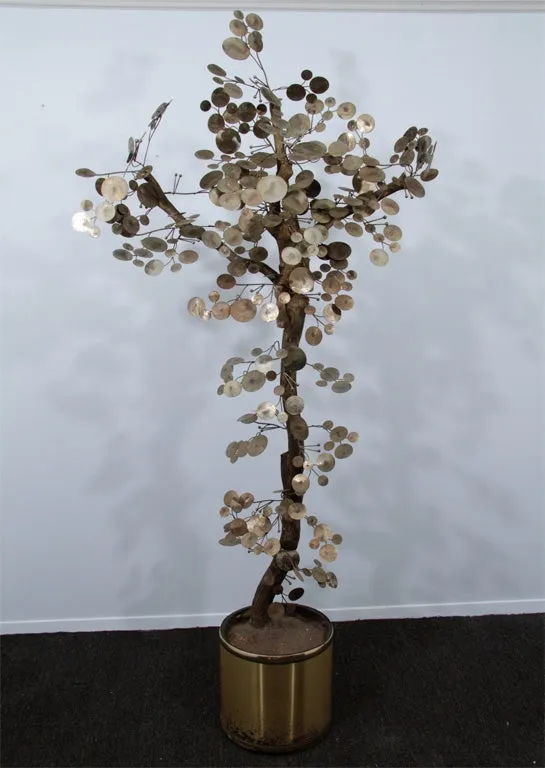 Curtis Jere Brutalist Tree Sculpture in Metal and Wood