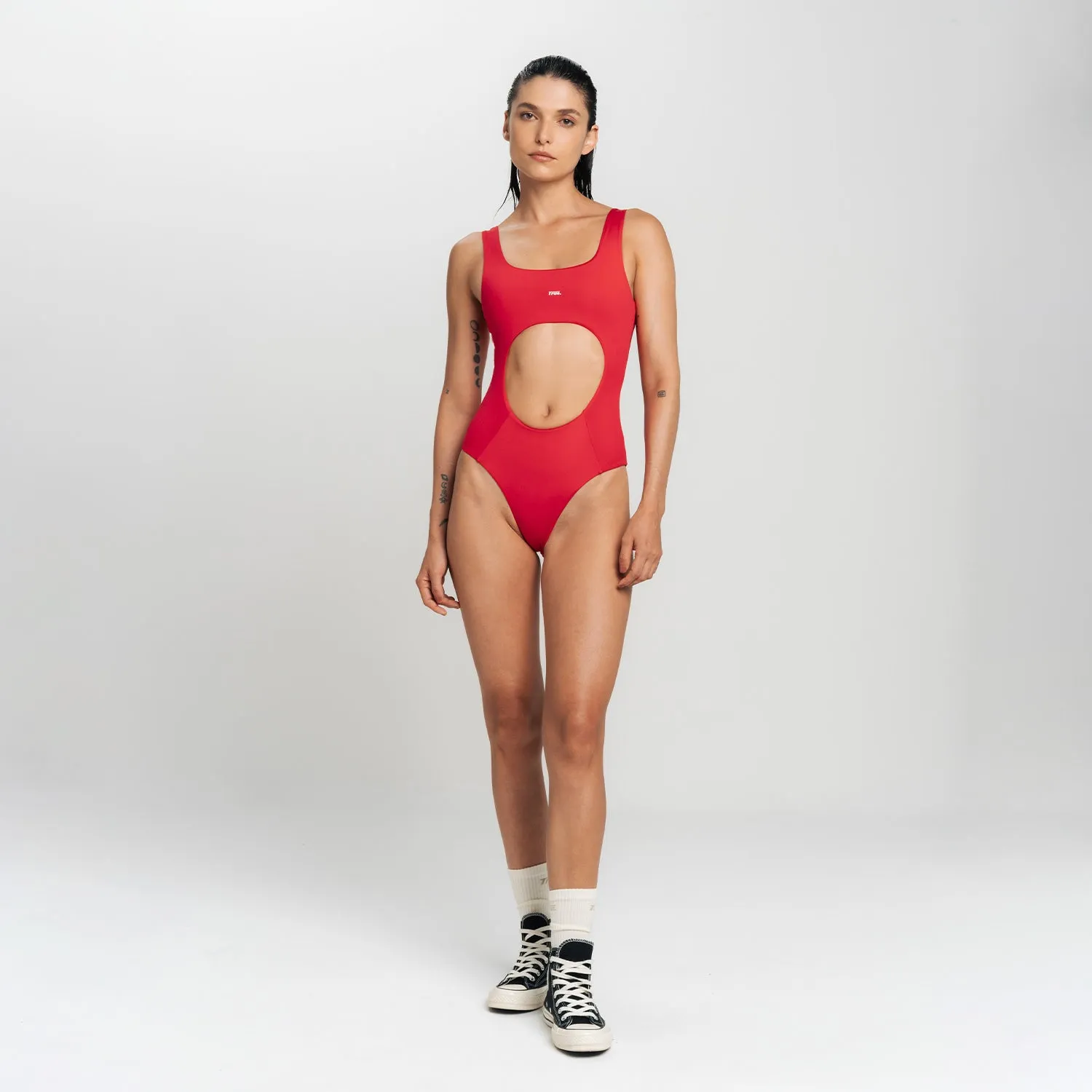 Cut-Out Bodysuit - Red