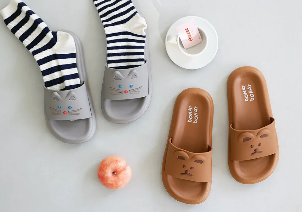 Cute Bears Cats Characters Comfy Slippers Womens Sandals Shoes Office School Home Bath Cushions EVA Bottom Outdoor Indoor Non-slip