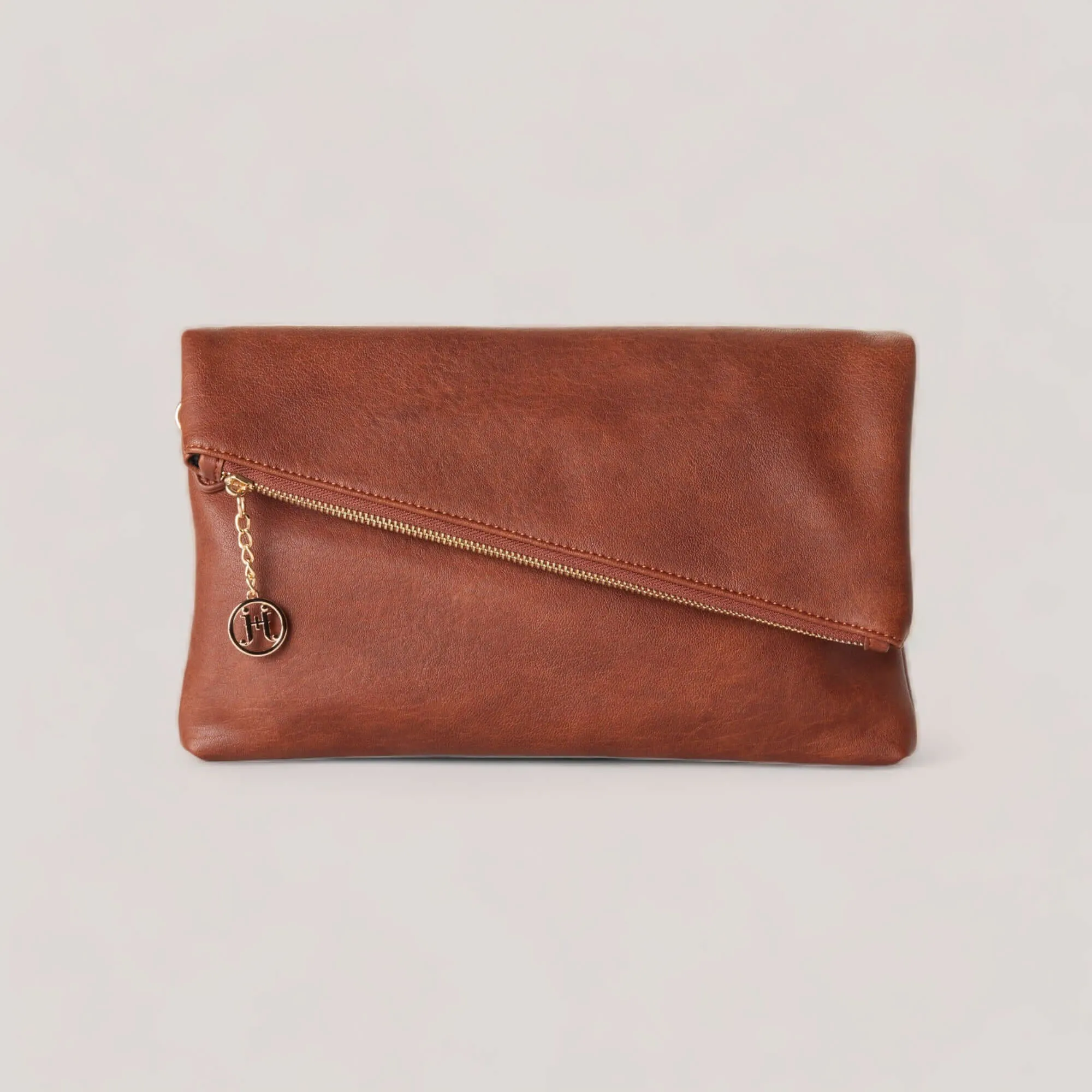 CYNDIE | Chestnut Asymmetrical Fold over Clutch