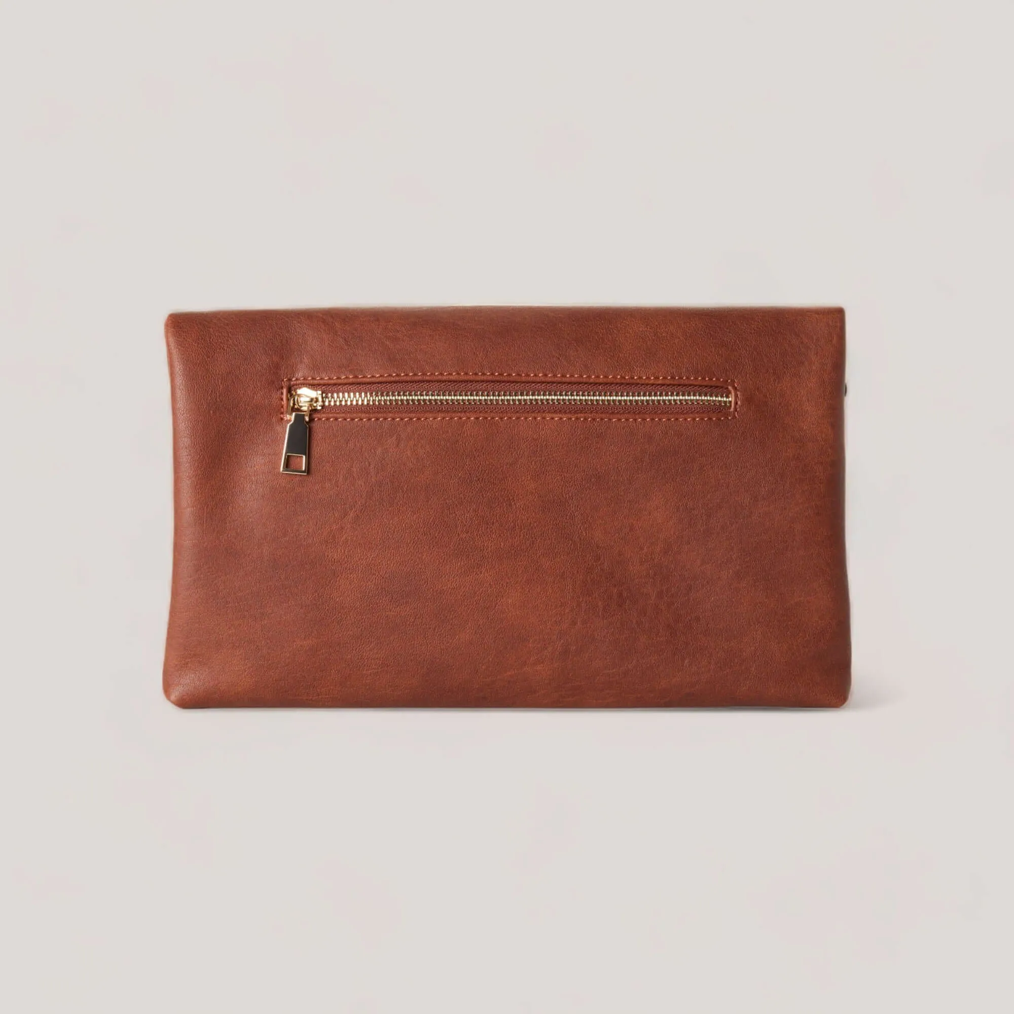 CYNDIE | Chestnut Asymmetrical Fold over Clutch