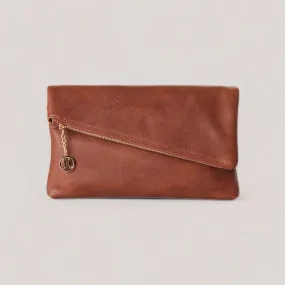 CYNDIE | Chestnut Asymmetrical Fold over Clutch