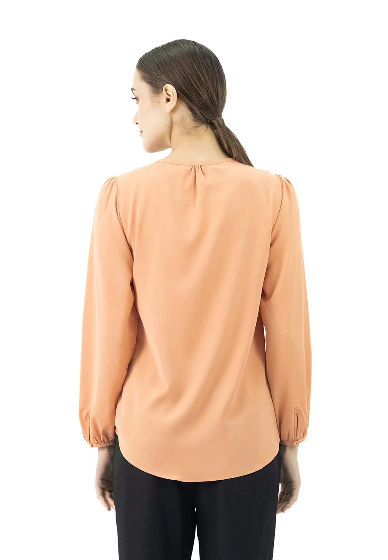 DAISY By VOIR Ruched Detail Front Solid Blouse