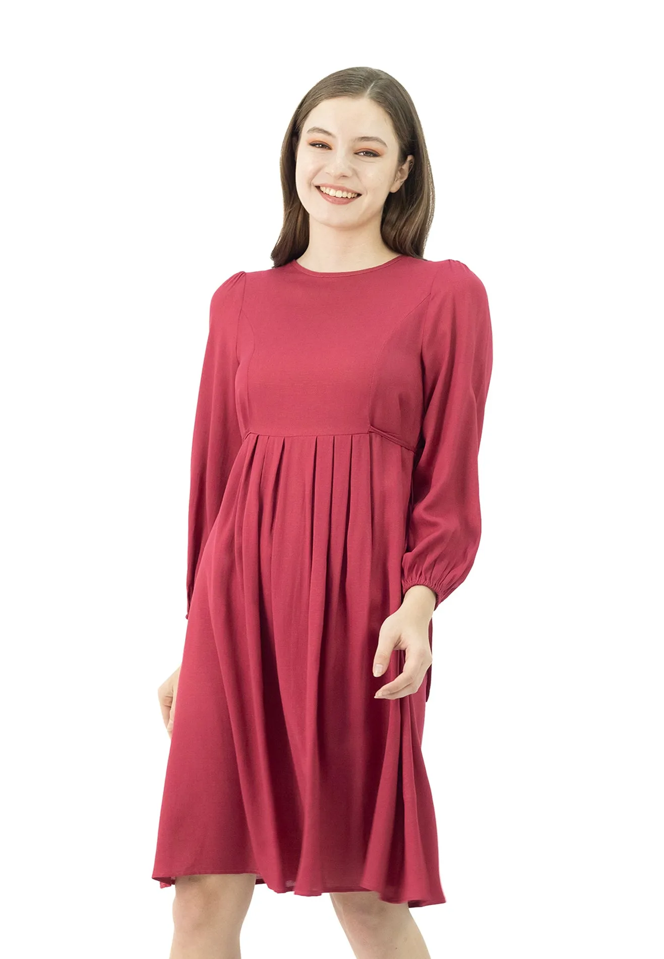 DAISY BY VOIR Tie Side Puff Sleeves Dress