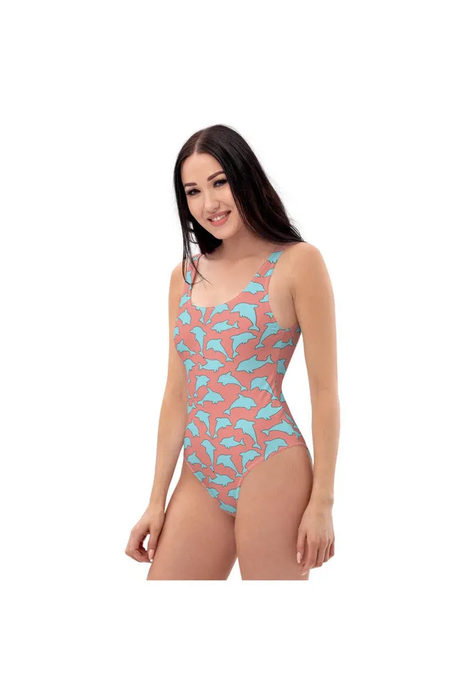 Dolphin Print One-Piece Swimsuit