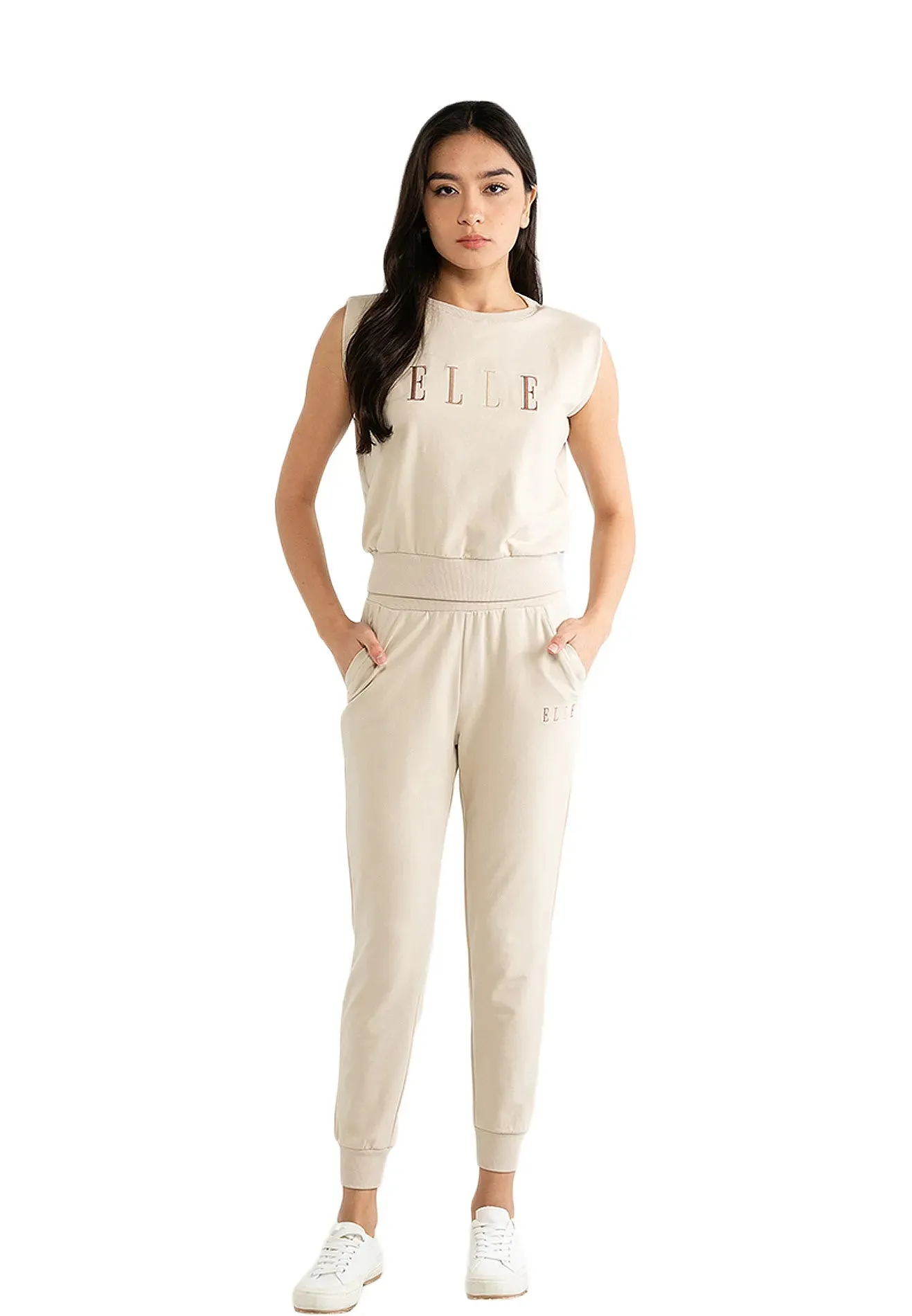 ELLE Leisure Solid Classic Logo Sweatpants