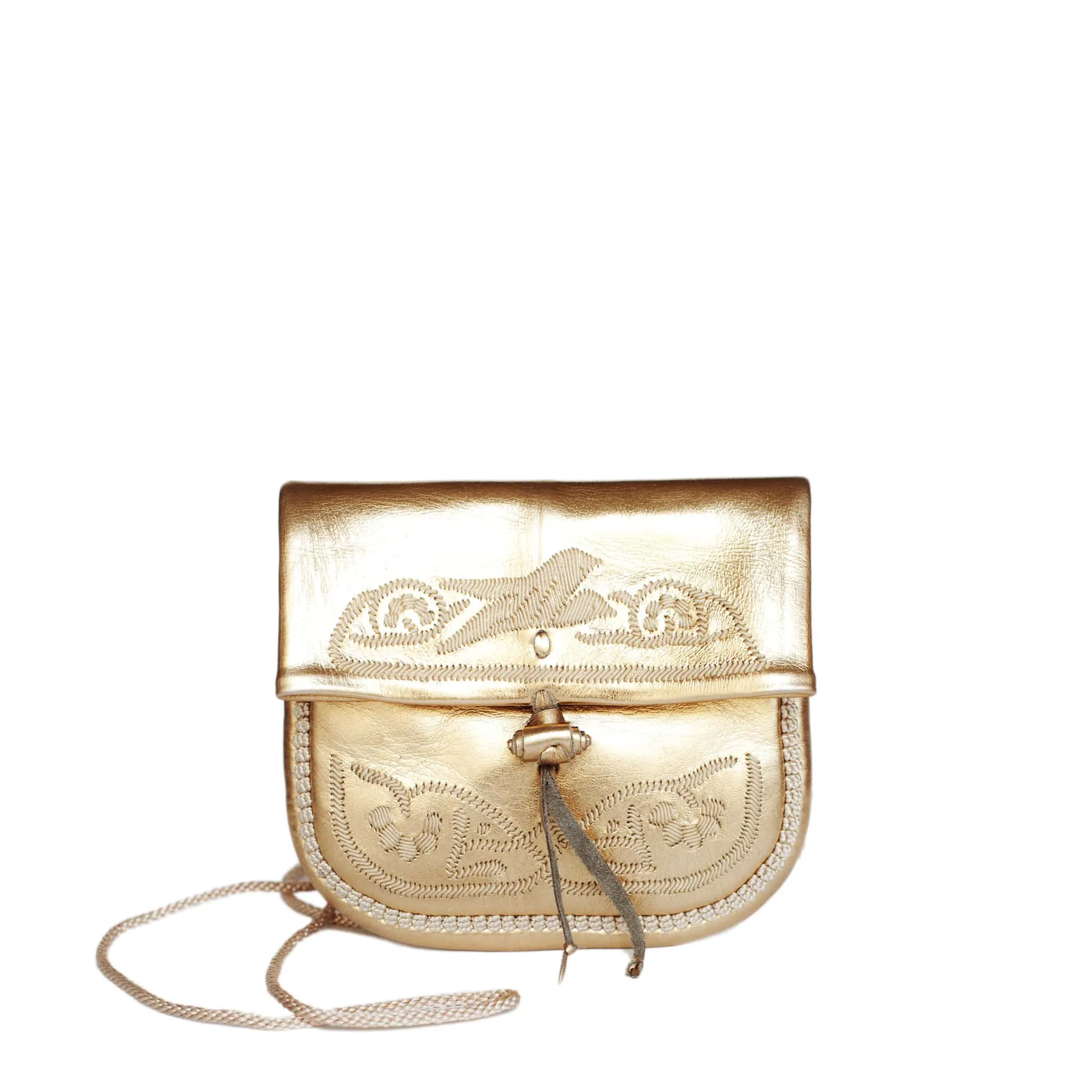 Embroidered Mini Crossbody Bag in Gold