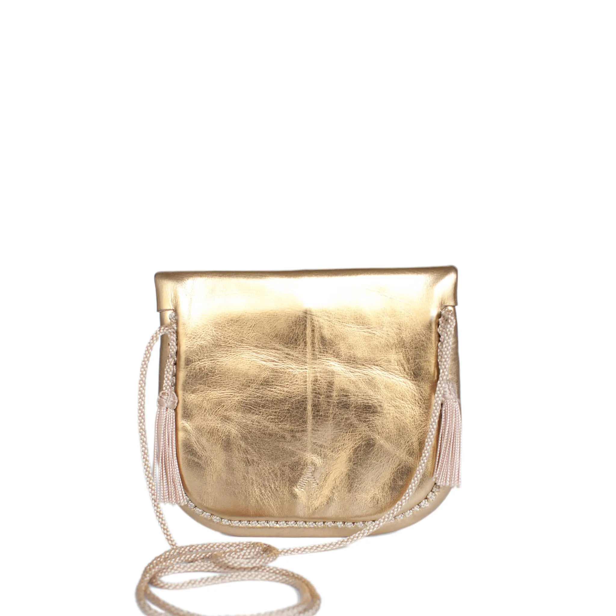 Embroidered Mini Crossbody Bag in Gold