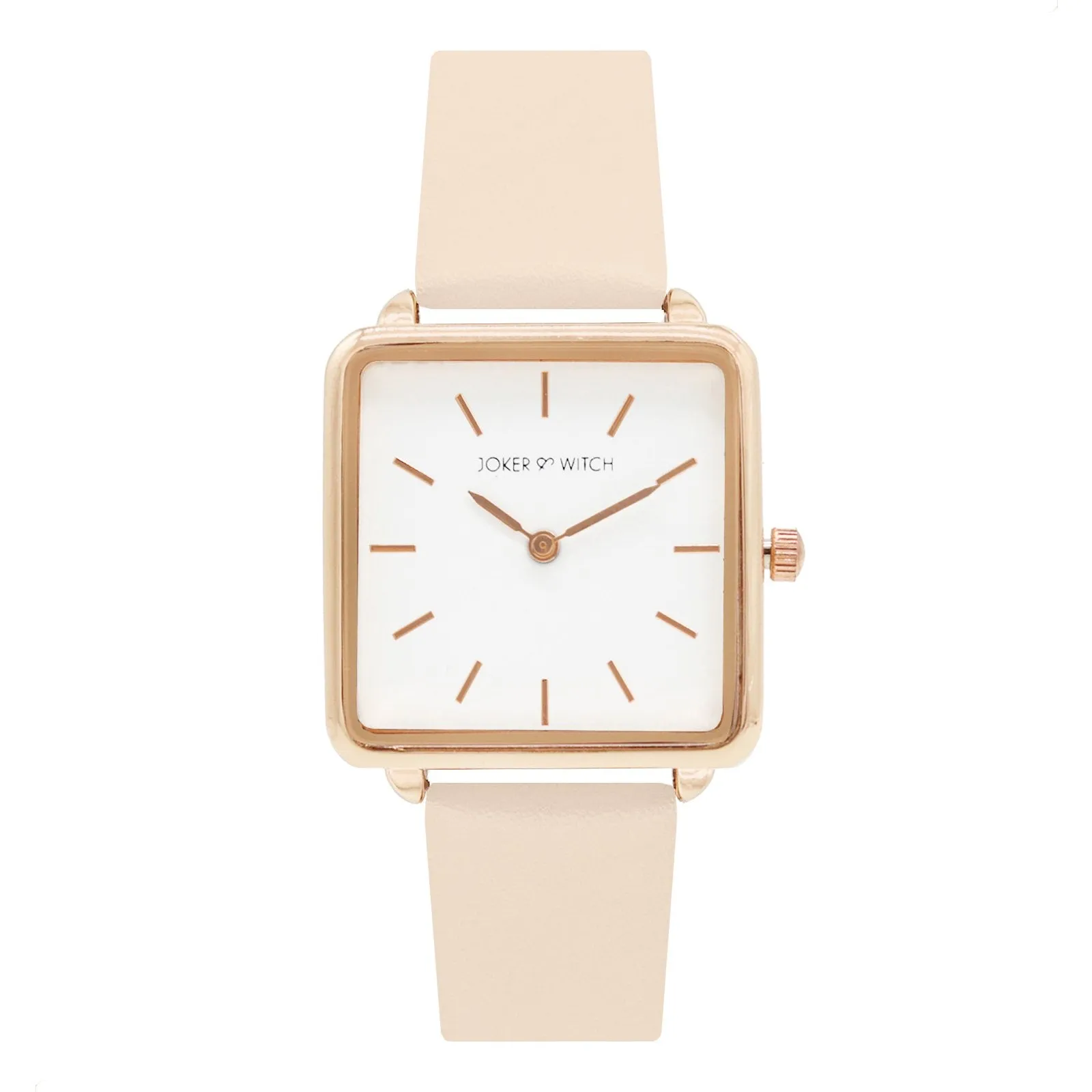 Emily Square White Dial Rosegold & Pink Strap Watch