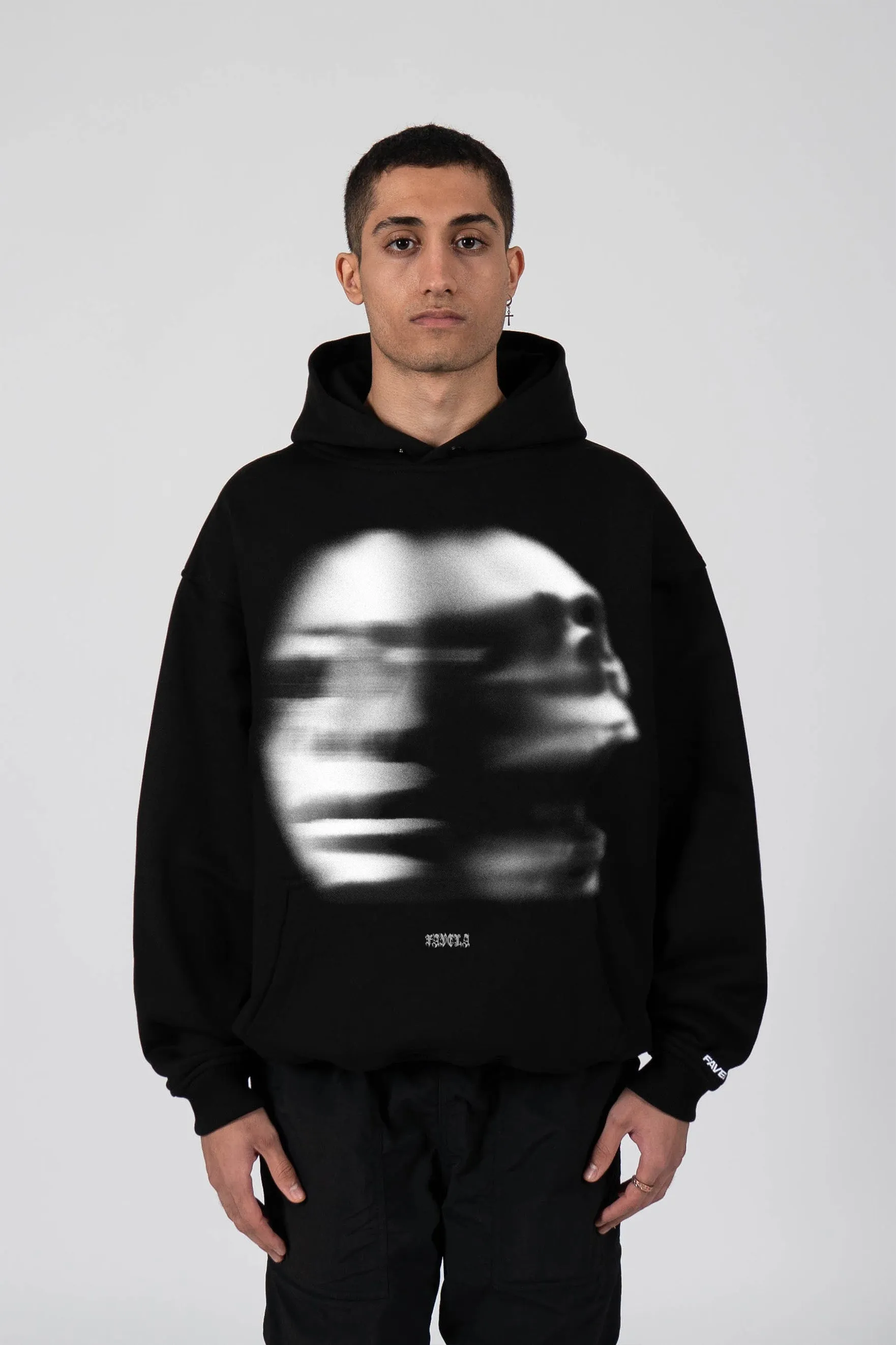 FADED FACE BLACK HOODIE