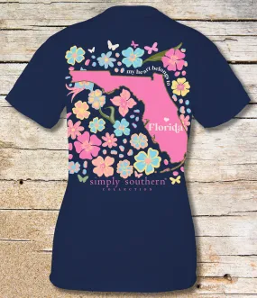 Florida Floral Bliss Navy Blue T-shirt by Simply Southern