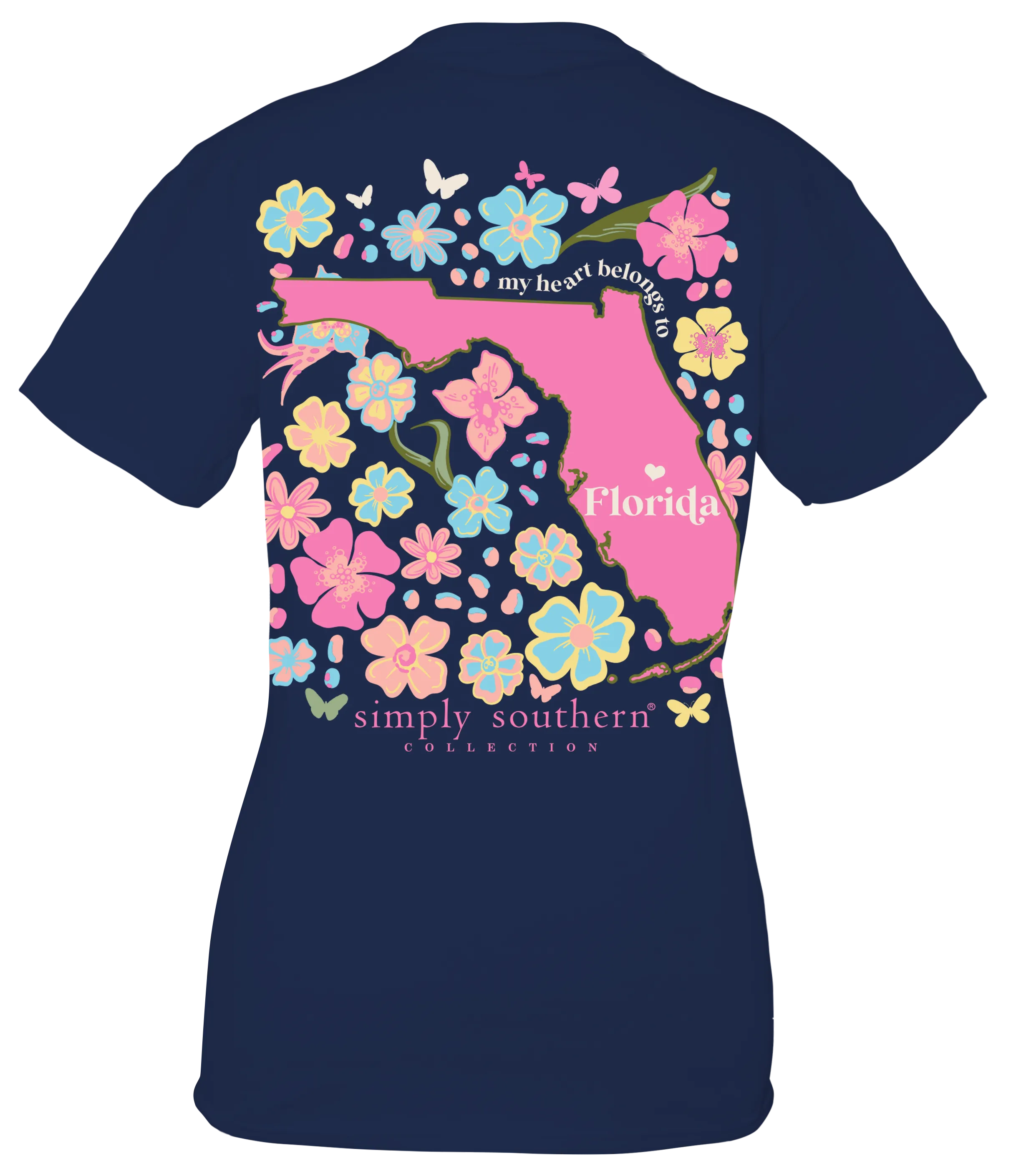 Florida Floral Bliss Navy Blue T-shirt by Simply Southern