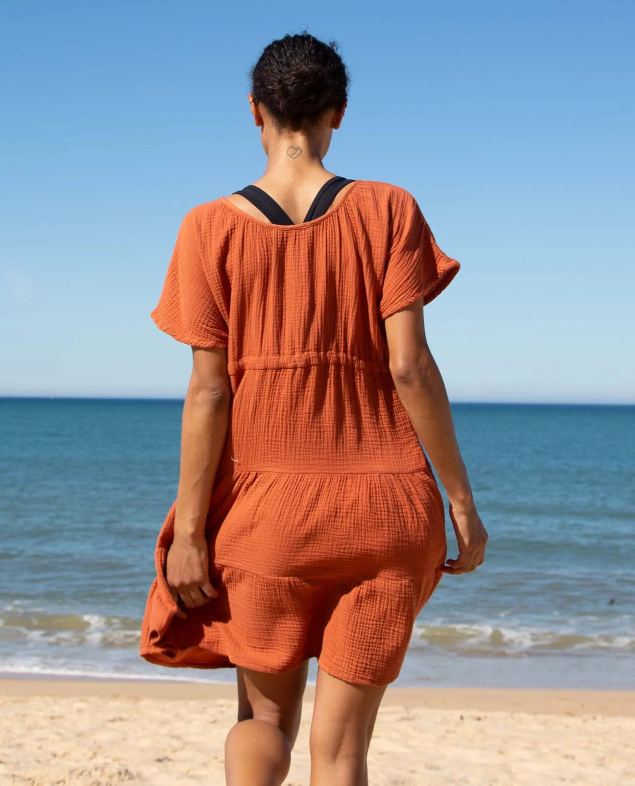 Hazel Organic Cotton Dress In Paprika