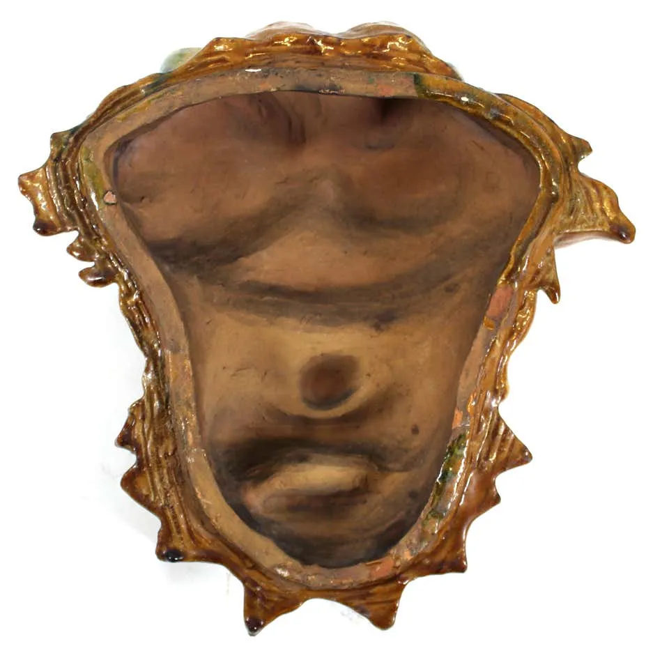 Italian Baroque Revival Glazed Terracotta Puck Mask