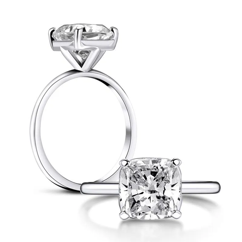 Jolics 3ct Cushion Cut Solitaire 925 Sterling Silver Ring