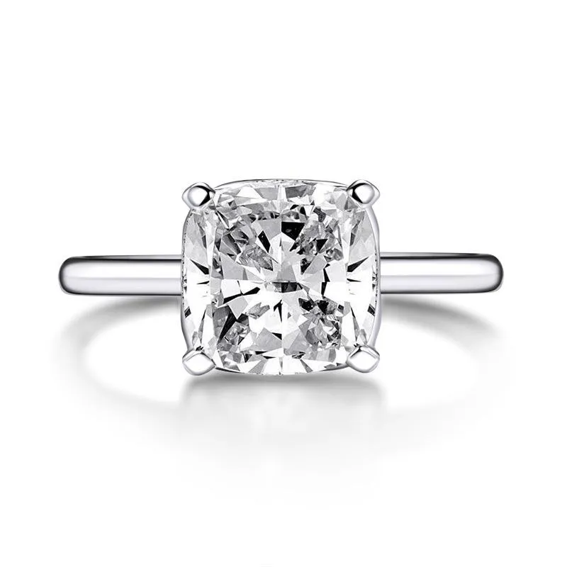 Jolics 3ct Cushion Cut Solitaire 925 Sterling Silver Ring