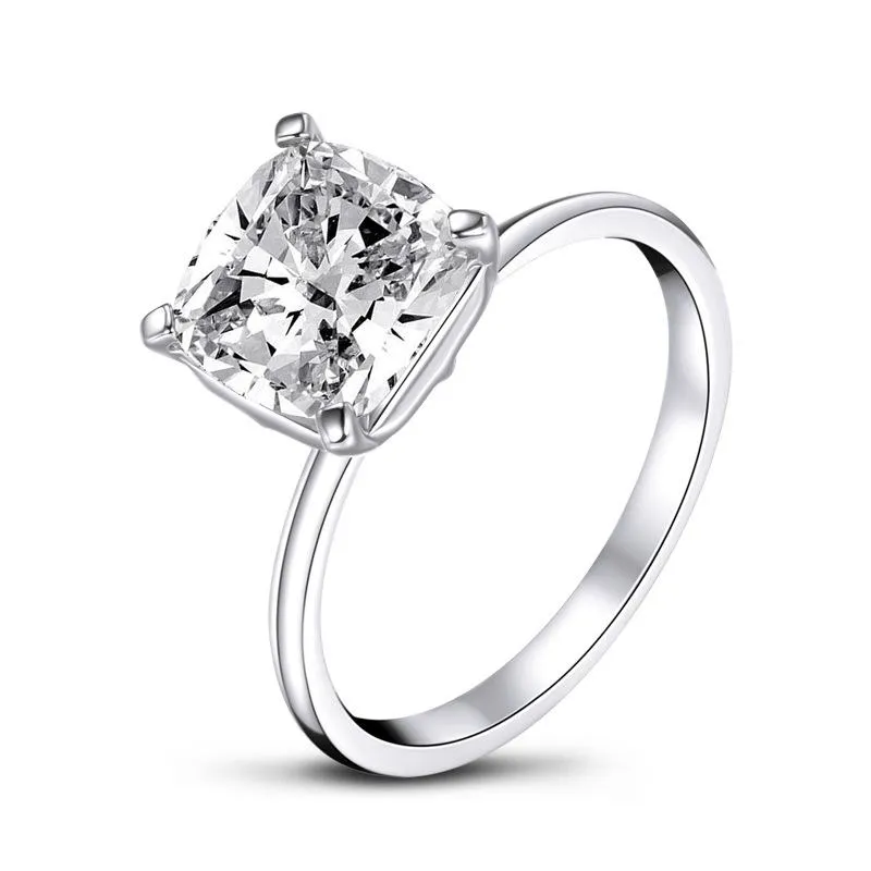 Jolics 3ct Cushion Cut Solitaire 925 Sterling Silver Ring