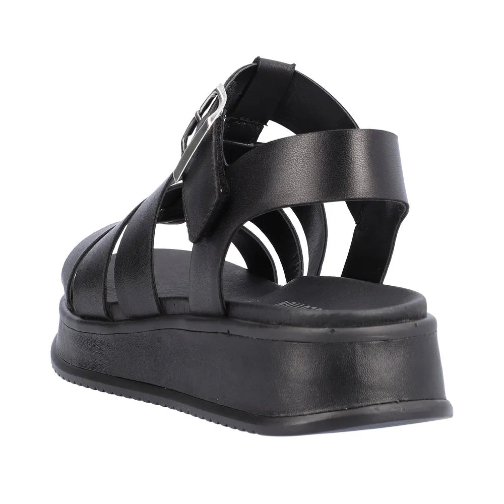 Ladies Evolution By Rieker Sandals Black Chunky Platform W0804-00