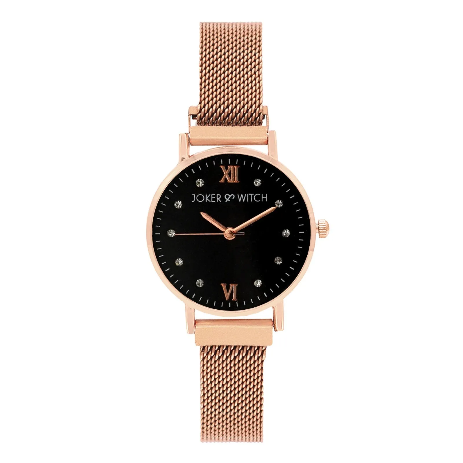 Lexi Mini Rose Gold Black Dial Magnetic Watch