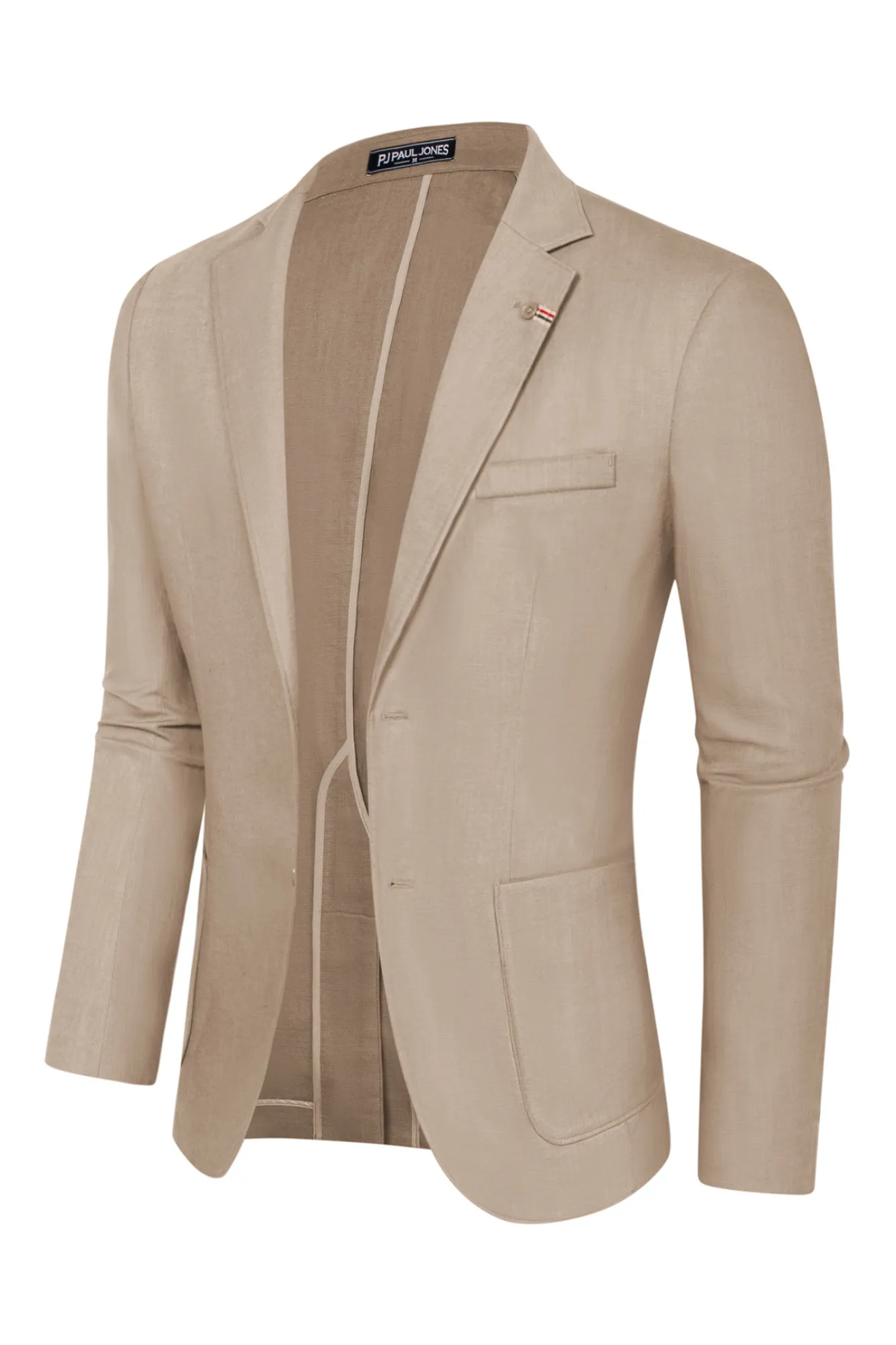 Mens Blazer Casual Cotton-Linen Sport Coat Lightweight 2 Button Unlined Suit Jackets