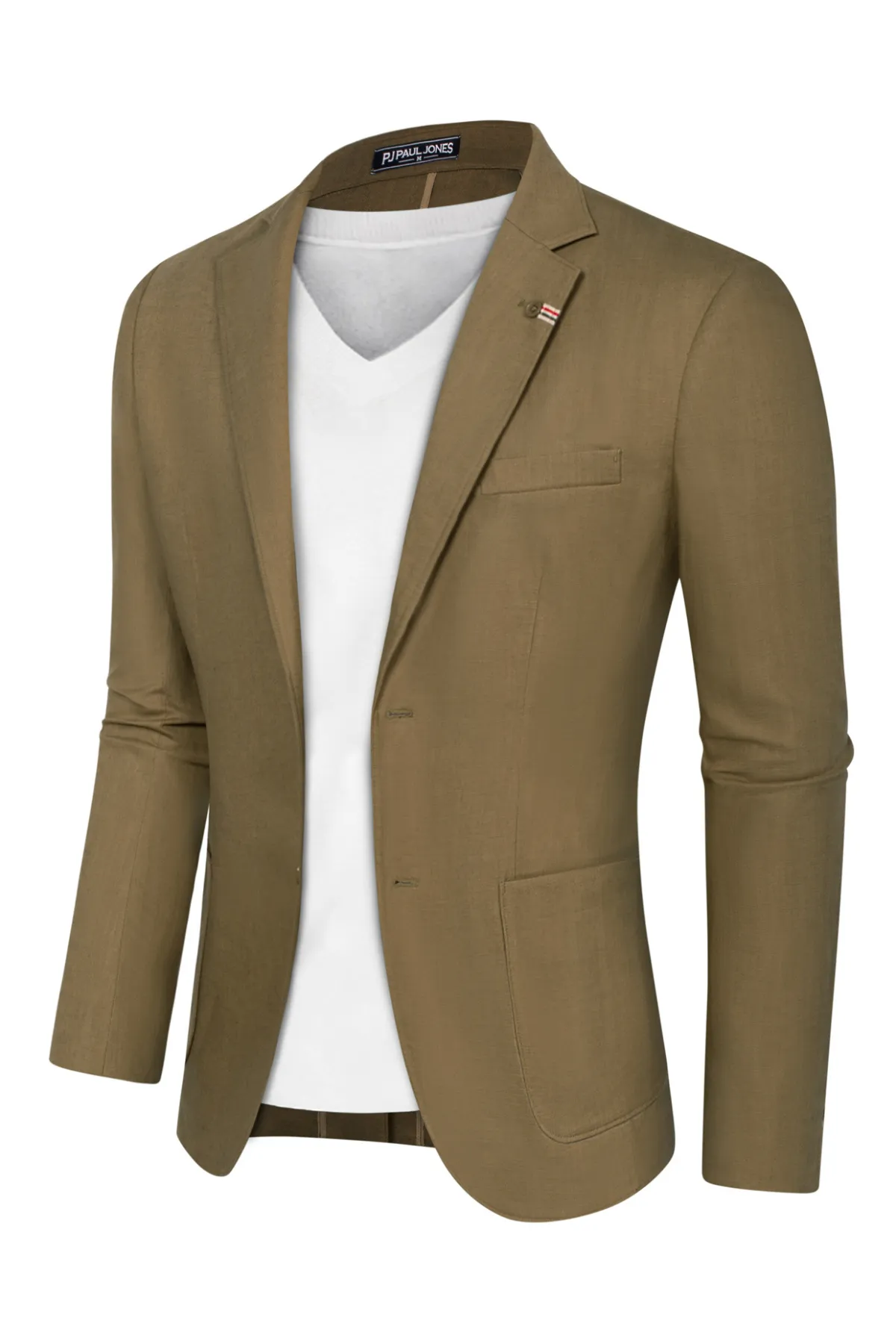 Mens Blazer Casual Cotton-Linen Sport Coat Lightweight 2 Button Unlined Suit Jackets