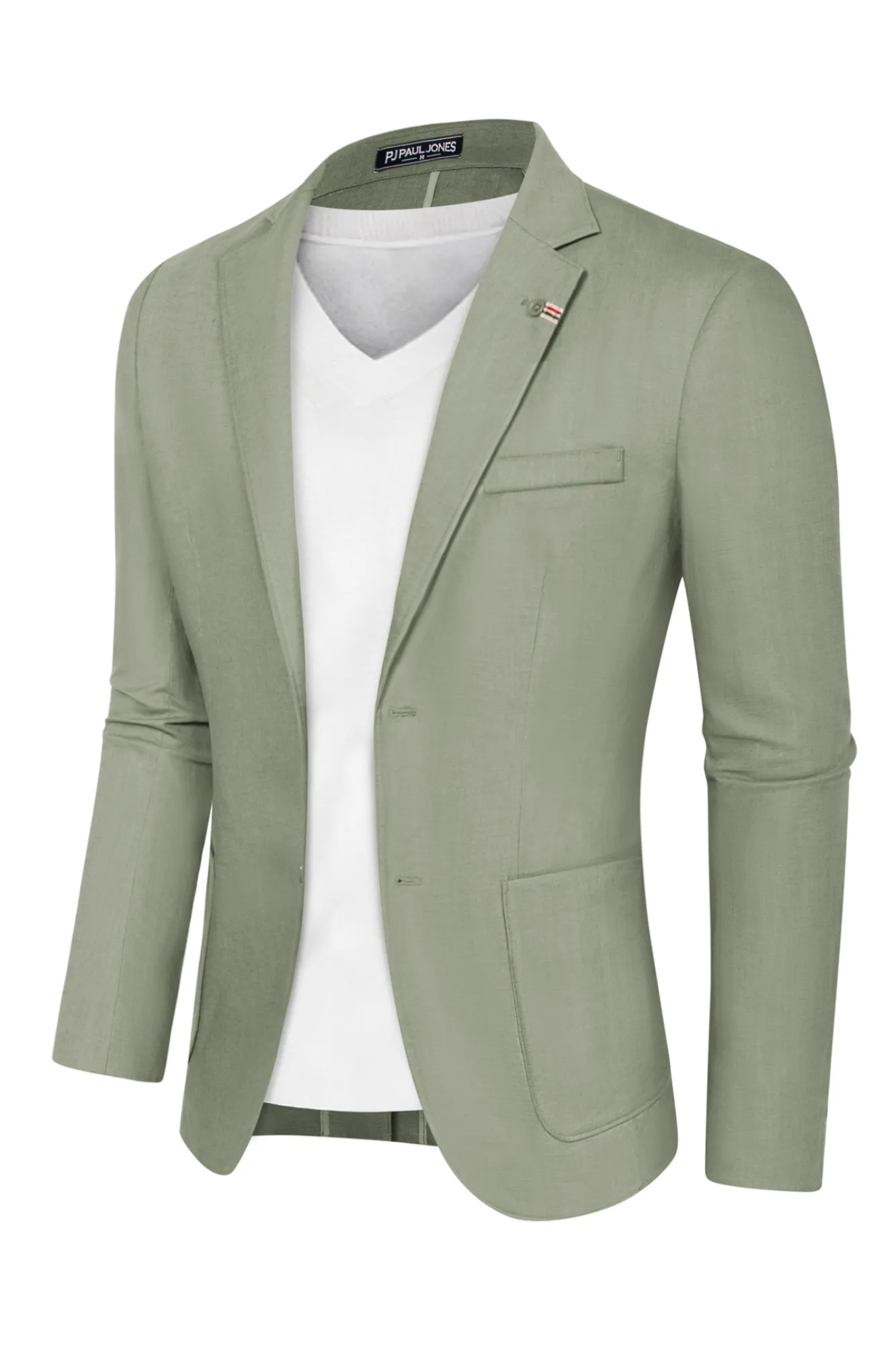 Mens Blazer Casual Cotton-Linen Sport Coat Lightweight 2 Button Unlined Suit Jackets