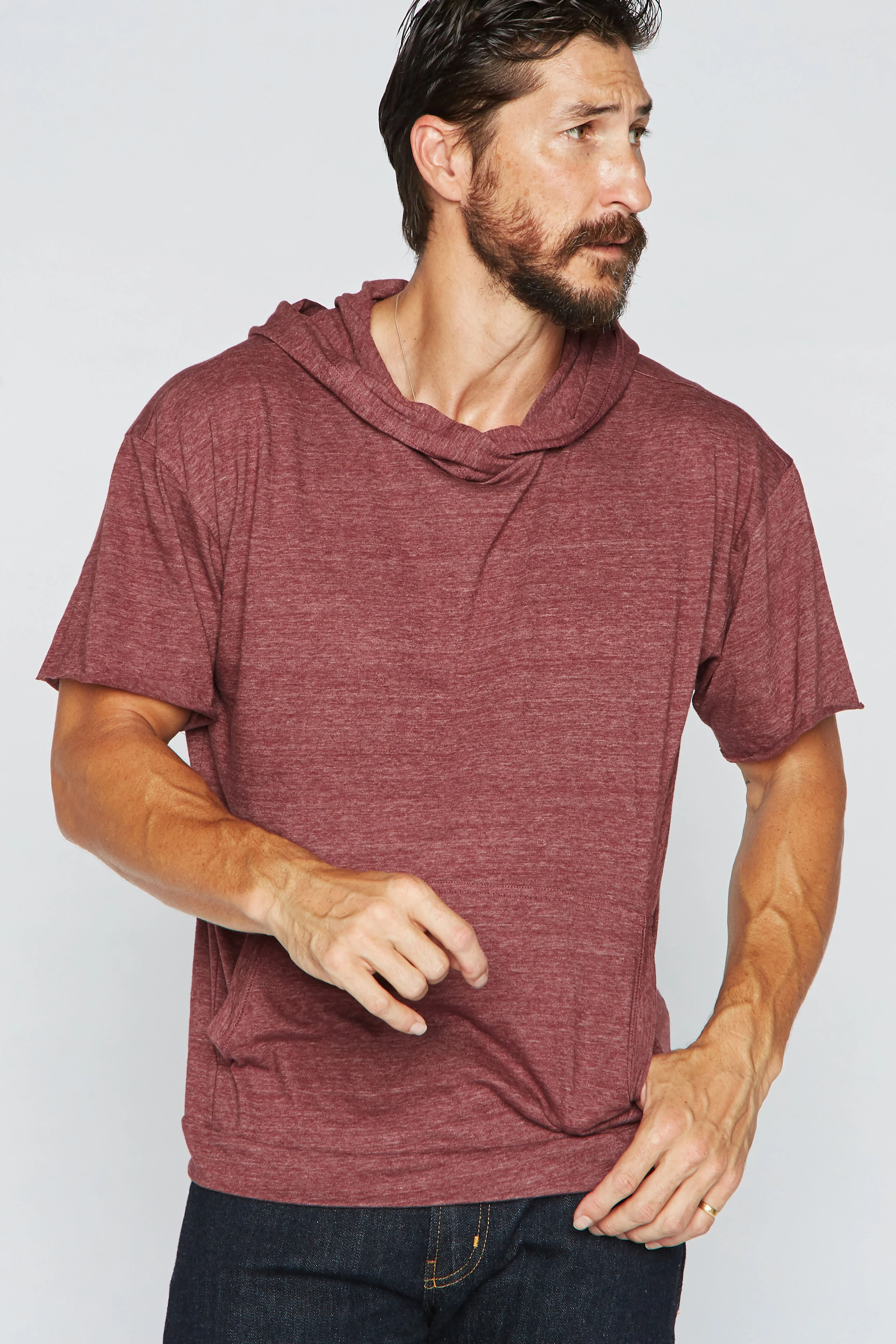 Men's Jersey Tee Kangaroo Pocket Hoodie