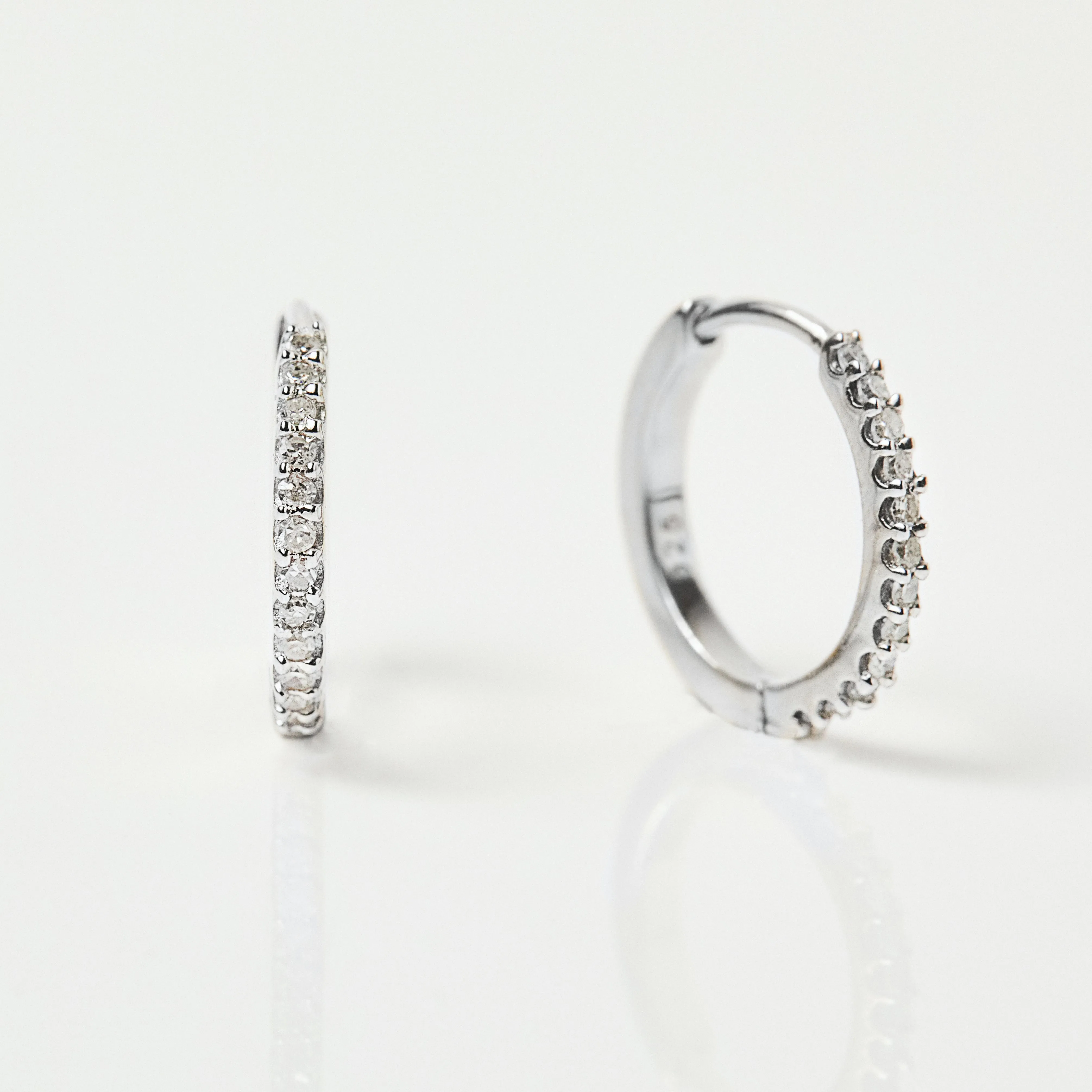 Mini Huggie Hoops in Diamond