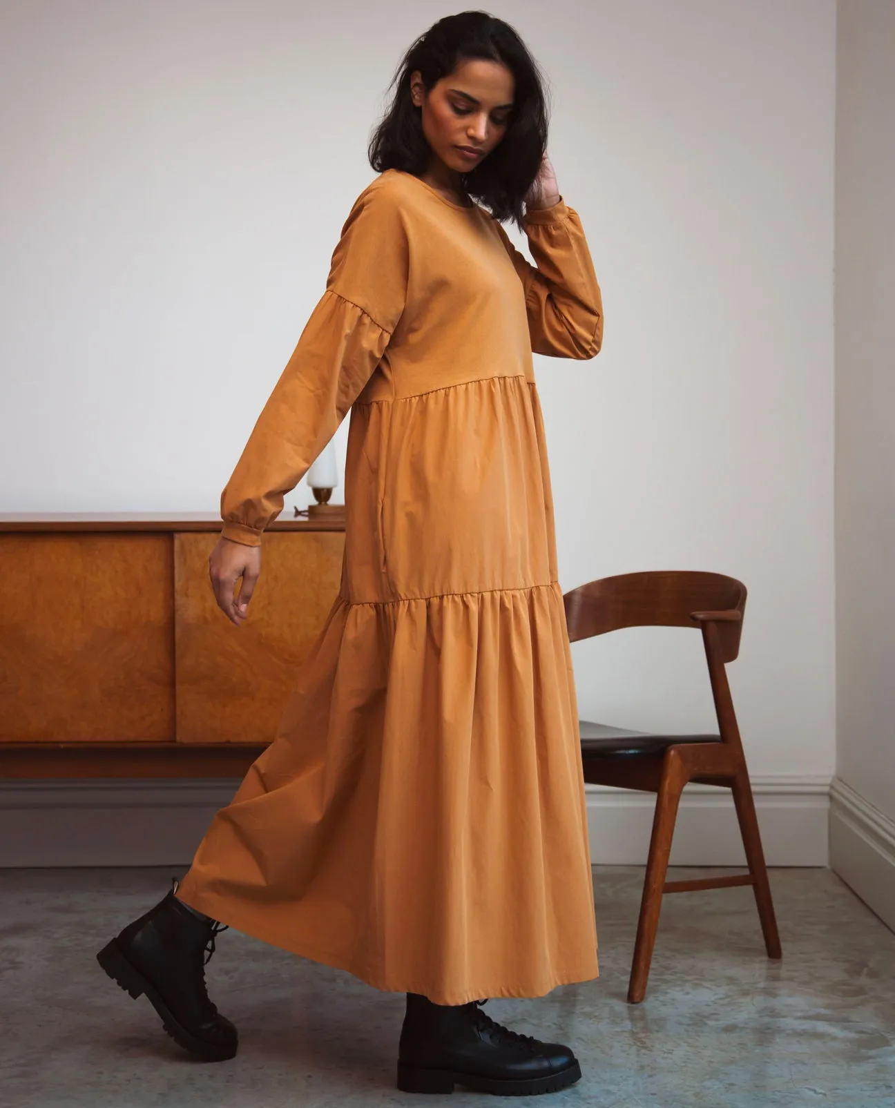 Mirabelle Organic Cotton Dress In Almond