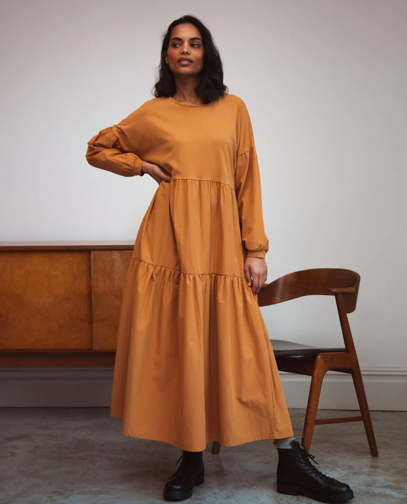 Mirabelle Organic Cotton Dress In Almond